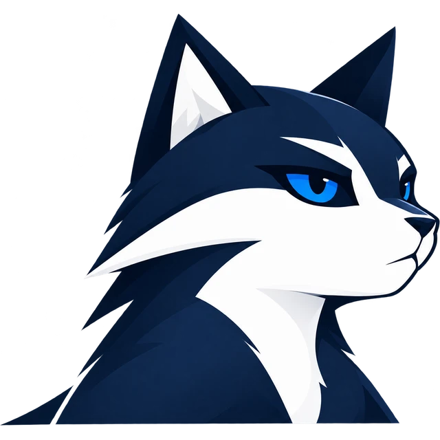 SHSAT CAT mascot, a confident navy-and-white cat with blue eyes